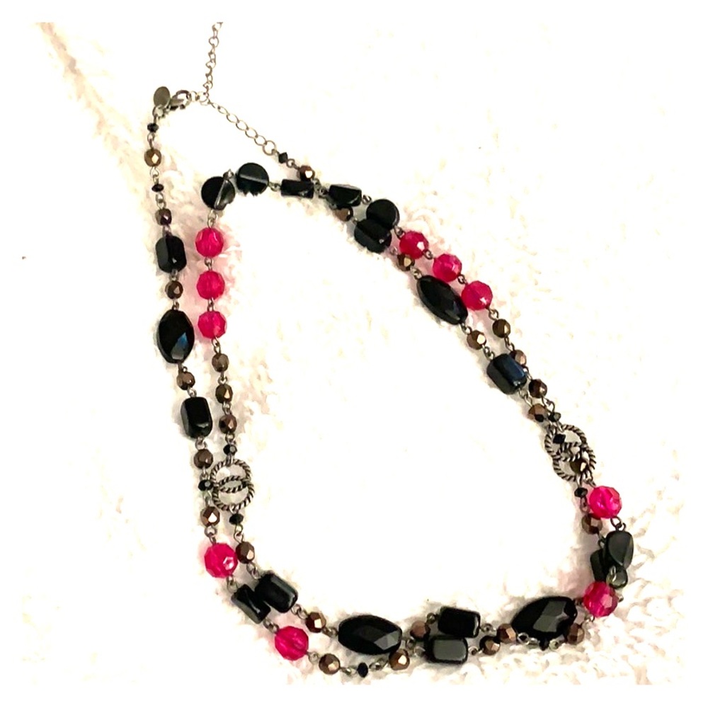 Lia Sophia Black, Pink & Silver Necklace